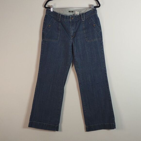 Eddie Bauer Dark Blue Flare & Wide Leg Jeans - Picture 2 of 12